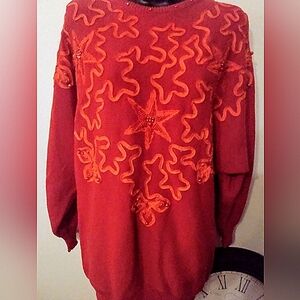 Beaded red vintage sweater